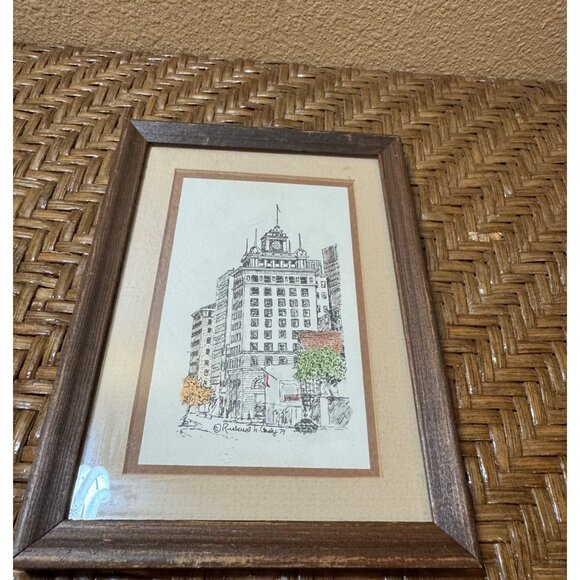 Vintage Framed Richard H. Cady 1979 Portland Building Drawing - Picture 1 of 7